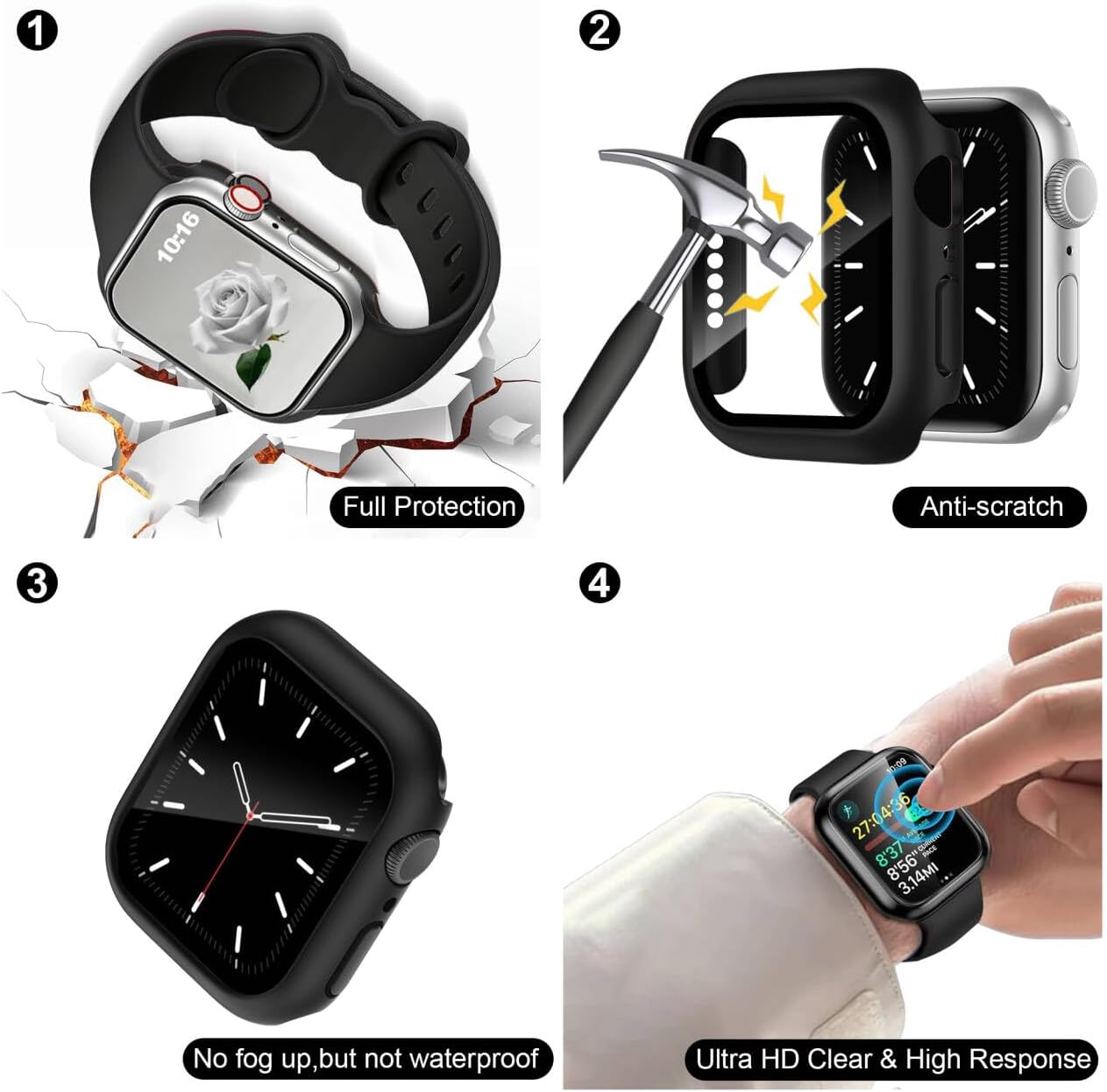 Detalle 2 de 16-Pack Apple Watch Band Set with 42mm Case & Screen Protector — Silicone Bands in Multiple Colors