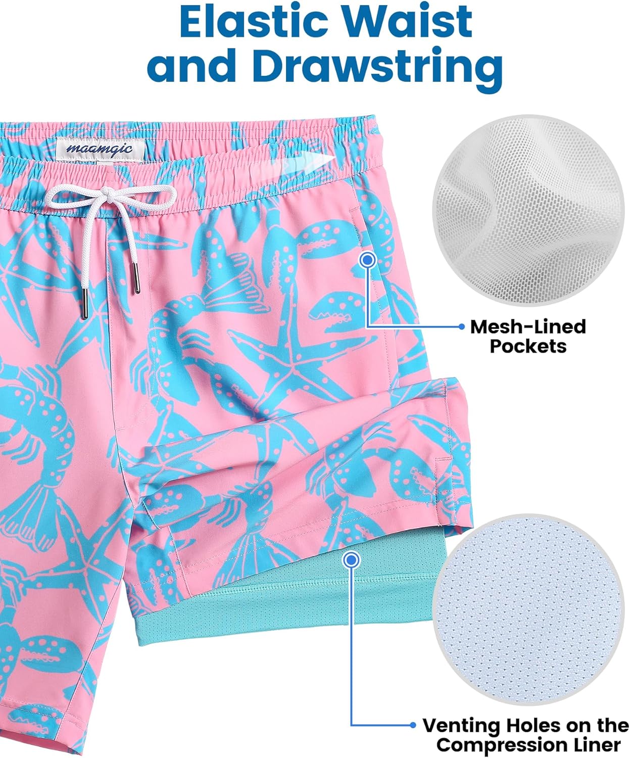 Thumbnail 2 de maamgic Men’s Swim Trunks with Compression Liner (7-Inch Inseam)