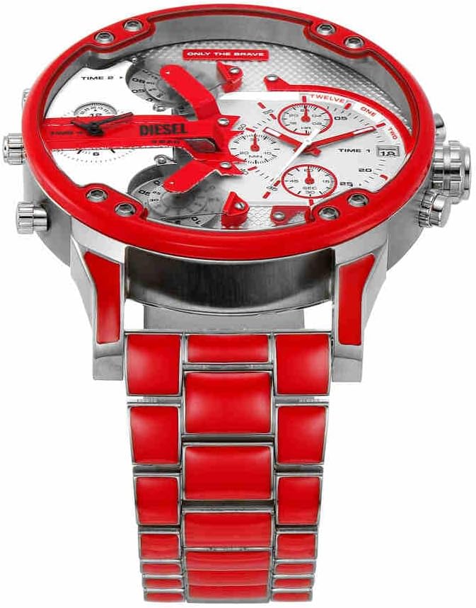 Thumbnail 3 de Diesel Mr. Daddy Herrenuhr – Quarz Multifunktionsuhr mit Edelstahlarmband (57 mm, rotes Band)