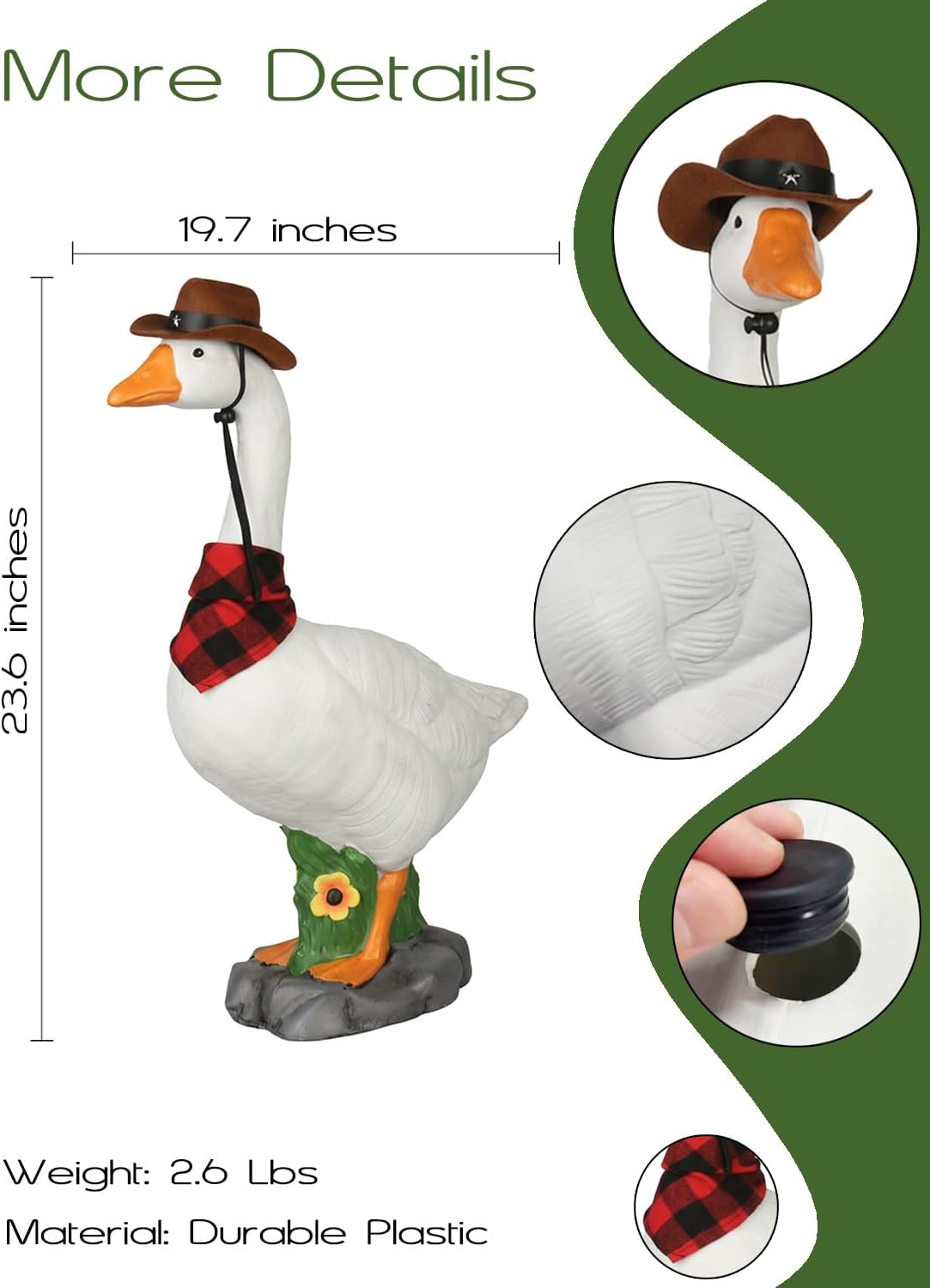 Thumbnail 2 de LarpGears LG-PGD- 01 23-Inch Porch Goose Statue with Adjustable Neck