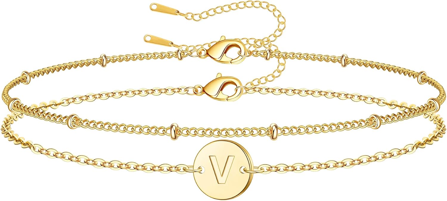 Detalle de RMMD Armband Damen Gold Silber – personalisierte Initialen, 18K vergoldet