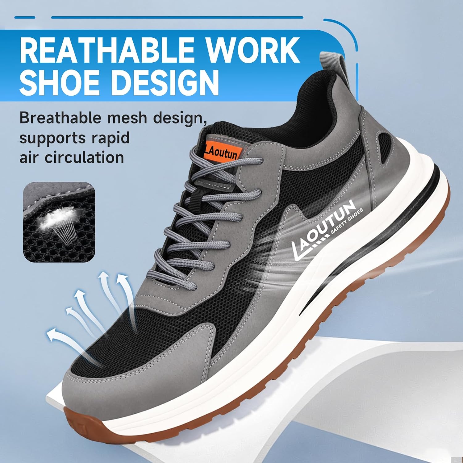Detalle de LAoutun Safety Trainers Men Steel Toe Cap Trainers – CE Certified Protection for Work
