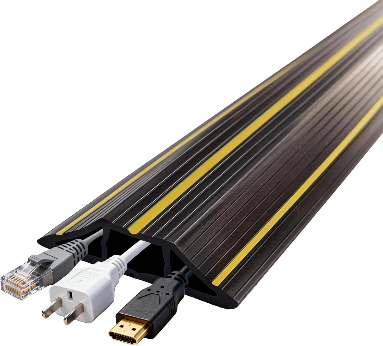 Hniuyun Floor Cable Cover: 2m Triple Channel PVC Protector for Wires on Floor