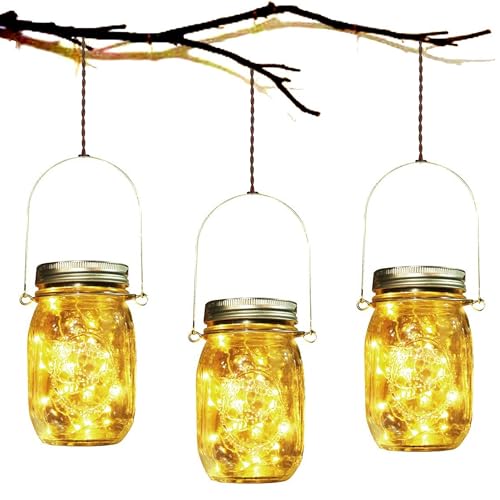 Detalle de Lámparas de Exterior NEWYANG, Juego de 3 Luz Solar Jardín con 30 LED – Color cálido, impermeables
