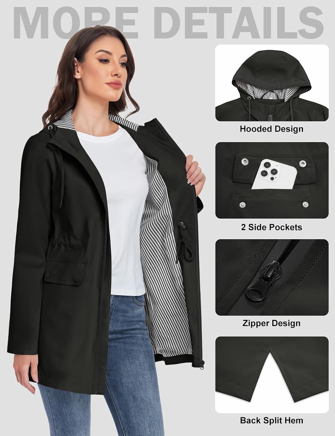 Detalle de Yuson Girl Women's Lightweight Windbreaker Coat