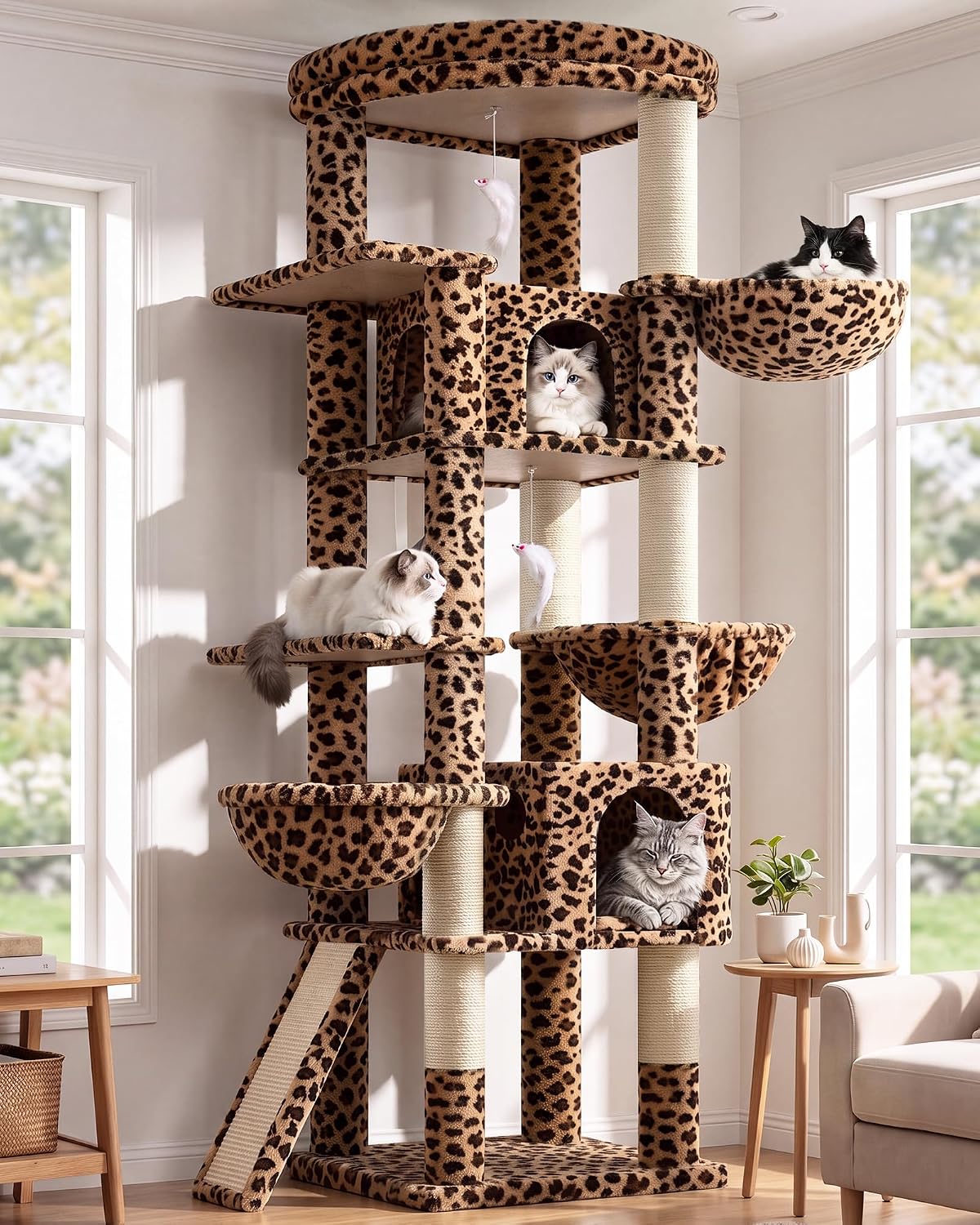 Detalle de Globlazer S78G 78.35-Inch Cat Tree for Multiple Cats, 7 Levels and Sisal Scratching Posts