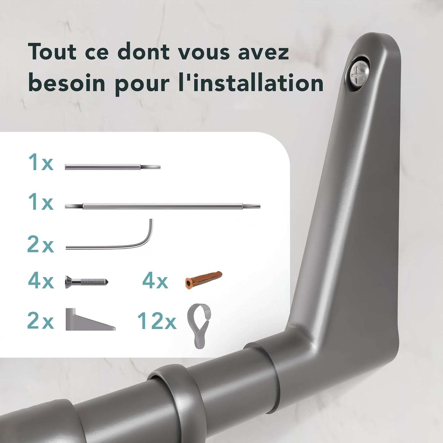 Thumbnail 6 de Barre de douche d’angle en U 70 cm