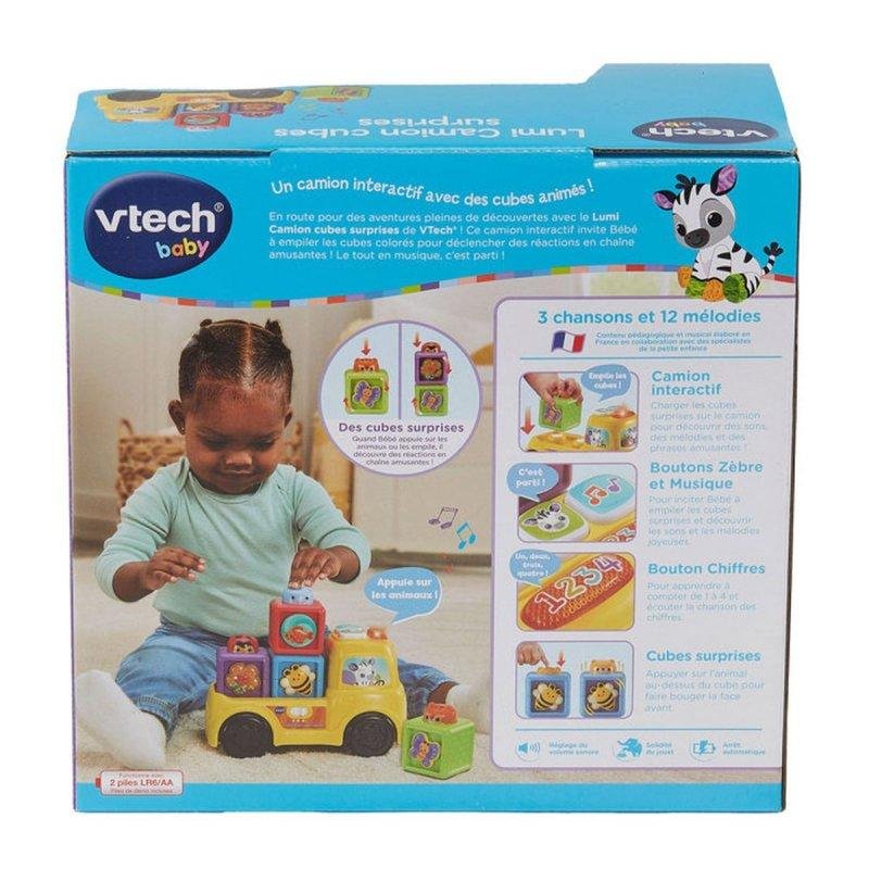 Detalle de Juguete interactivo VTech Baby Lumi Truck con cubos de animales apilables