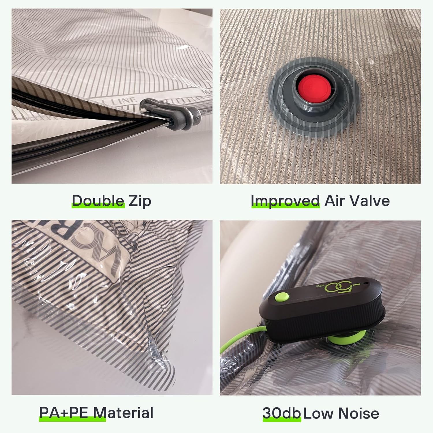 Thumbnail 5 de Vacbird Vacuum Storage Bags (9-pack) with Electric Air Pump, Double Zip & Airtight Valve