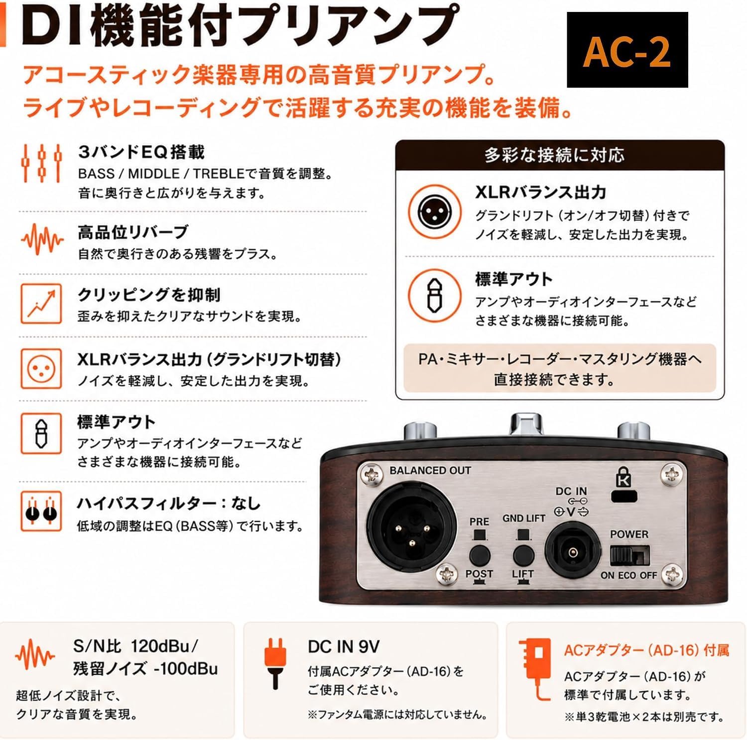 Detalle de ZOOM AC-2 アコースティックギター用プリアンプ&ハンドル付きセミハードケースセット