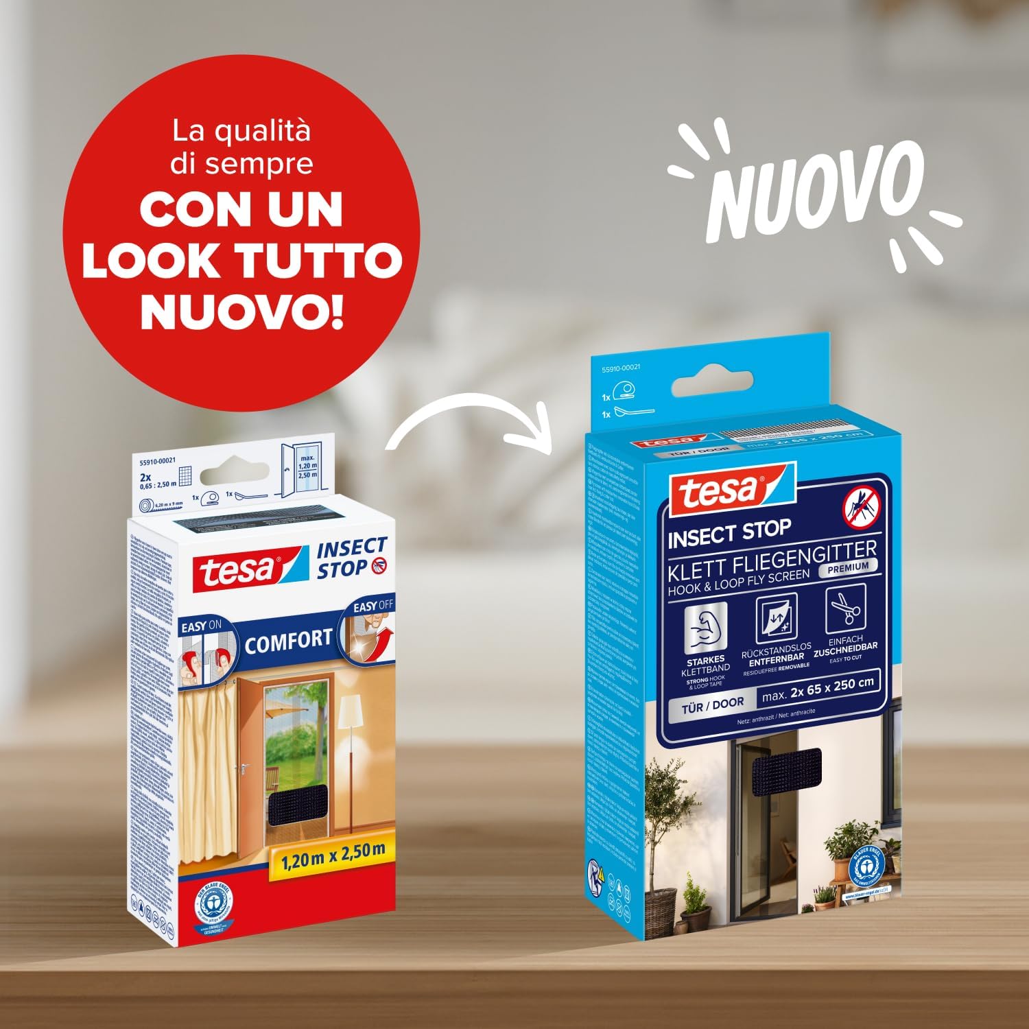 Detalle 2 de tesa INSECT STOP H&L Fly Screen Premium for Doors – Zanzariera porta con nastro a strappo, antracite, 120 x 250 cm