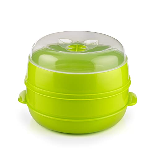 Detalle 2 de InnovaGoods Cuiseur-Vapeur Double Codowave pour Micro-Ondes – Cuisson saine et rapide en 2 compartiments