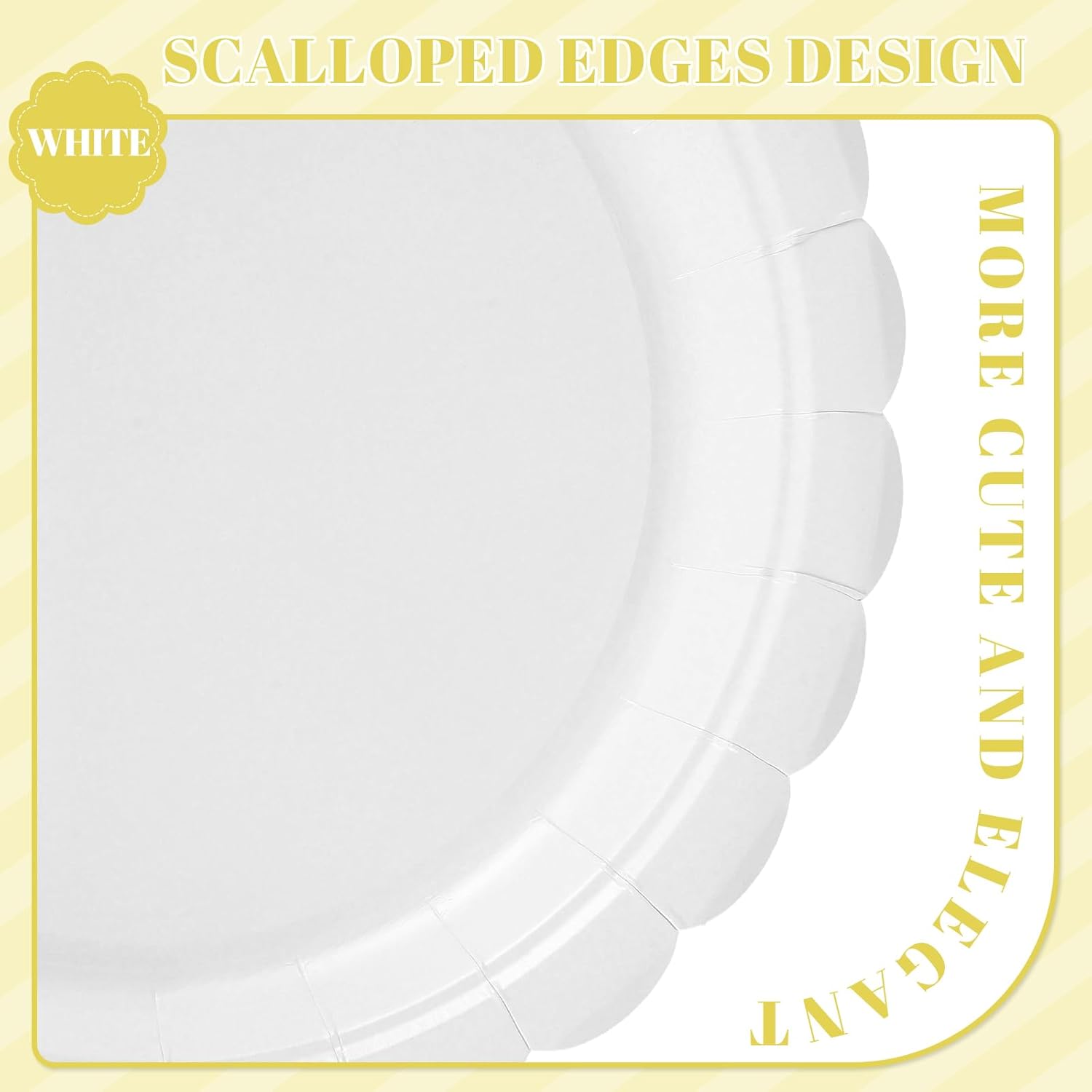 Thumbnail 2 de NatNarr 30-Pack 9-Inch Disposable Scalloped Graduation & Party Paper Plates (White)