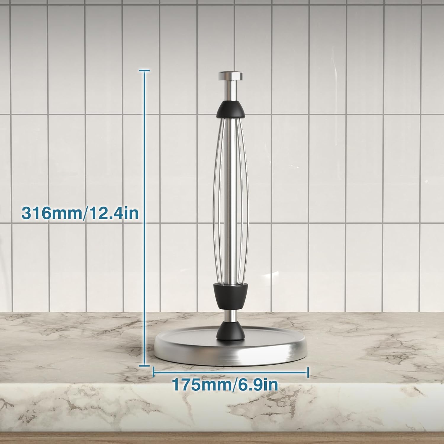 Detalle de Swaitee ACZN02S Countertop Paper Towel Holder, Stainless Steel, Silver
