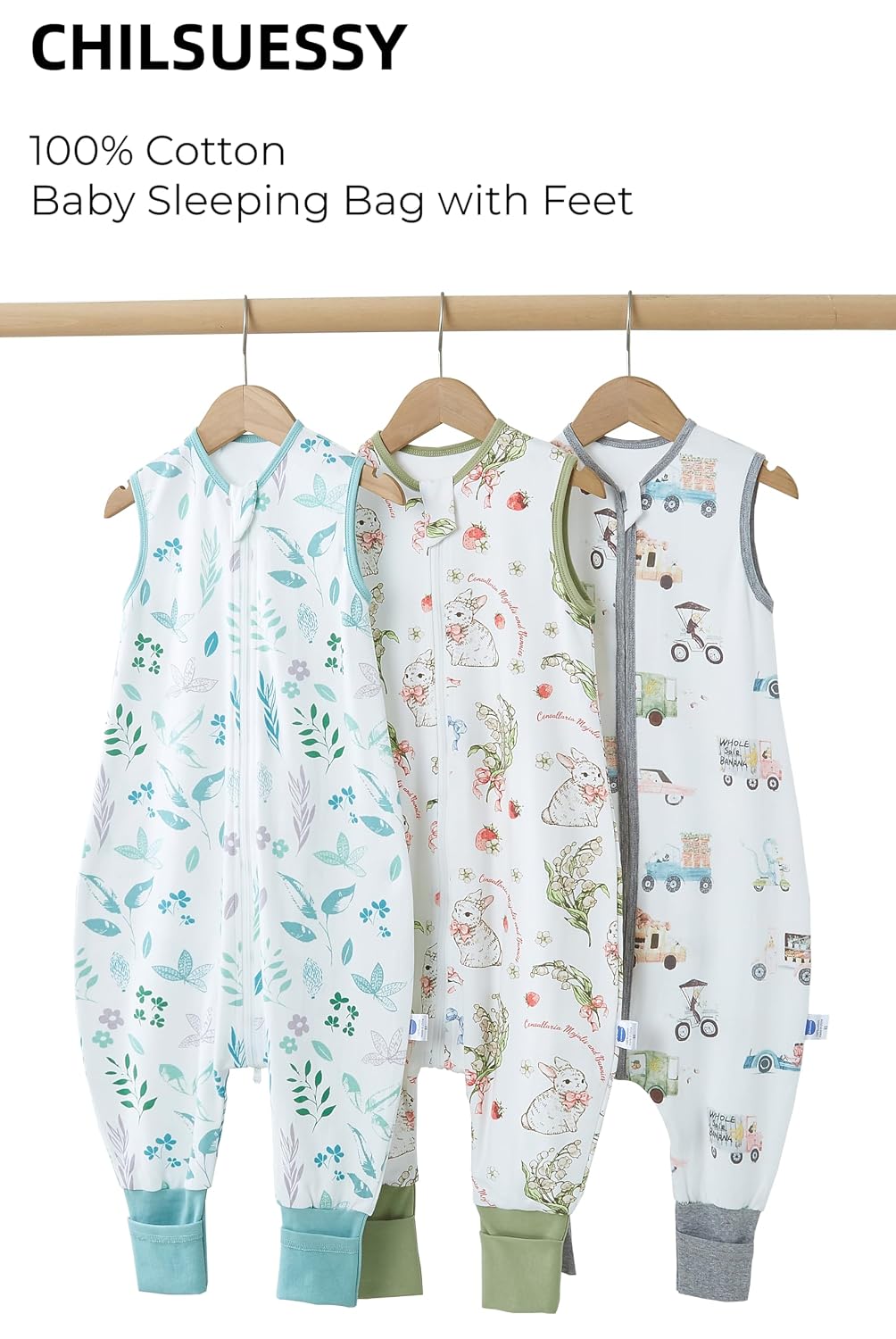 Thumbnail 1 de Chilsuessy Baby Sommerschlafsack mit Füßen 0.5 Tog – Baumwolle, 90 cm / geeignet für 100–110 cm Körperhöhe