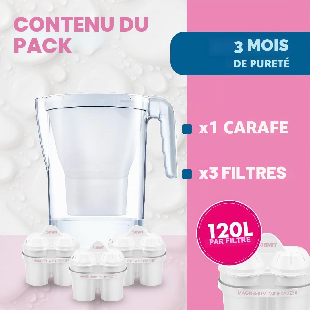 Detalle de BWT JARRA VIDA MANUAL+ 3 FILTROS — filtration efficace pour votre eau du quotidien
