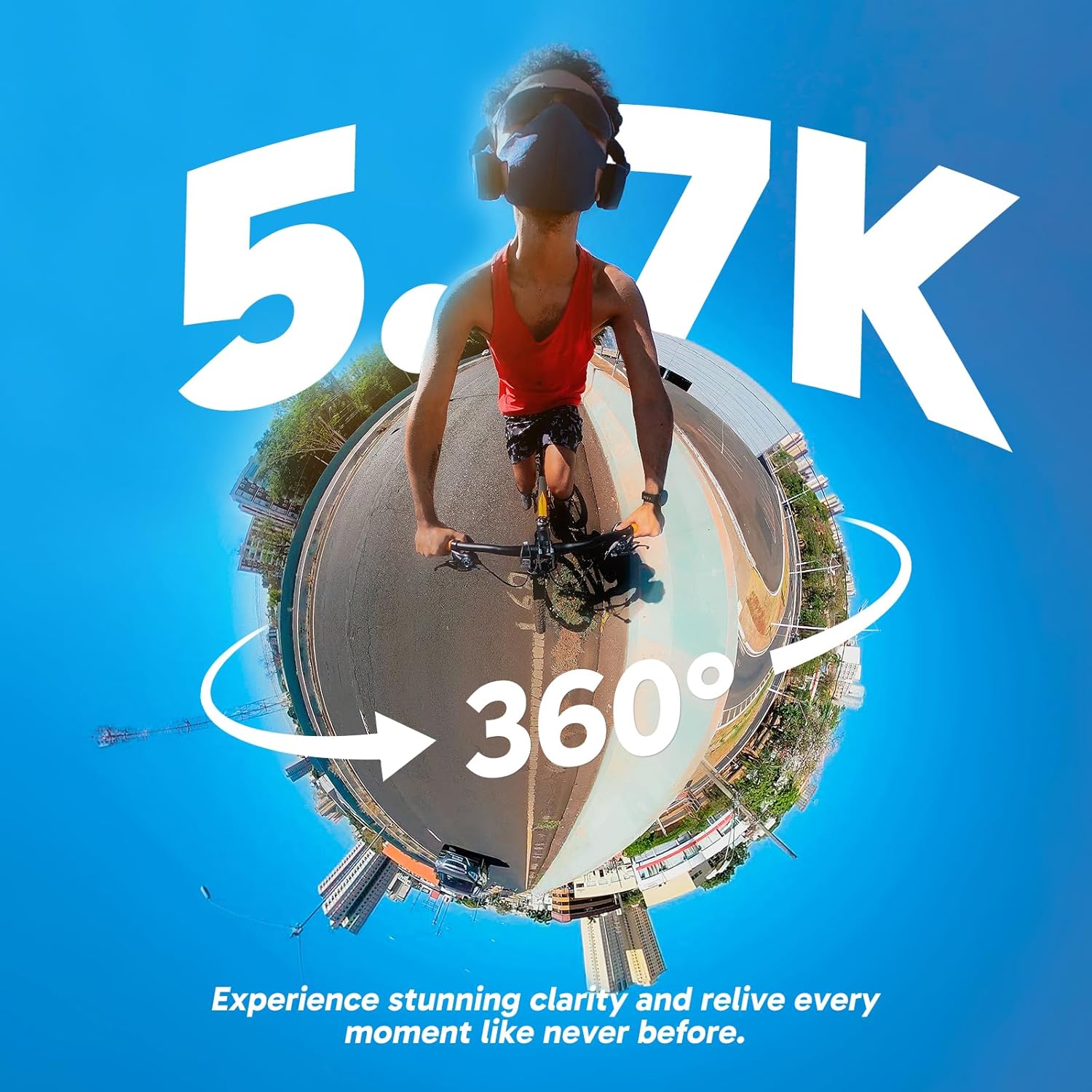 Thumbnail 1 de AKASO 360 Kit Vélo — Caméra d'action 360° 5,7K avec carte 128 Go et Horizon Lock