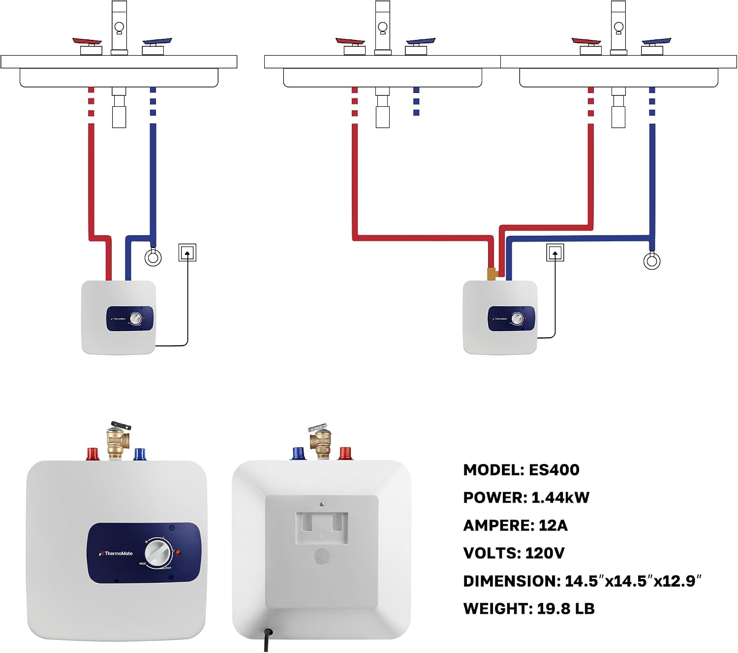 Thumbnail 6 de ThermoMate ES400 4-Gallon Mini Tank Water Heater, 120V Plug-In