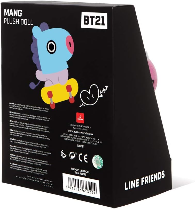 Detalle 2 de BT21 MANG Small Purple Soft Toy – Official BT21 Merchandise by Aurora World (61329)