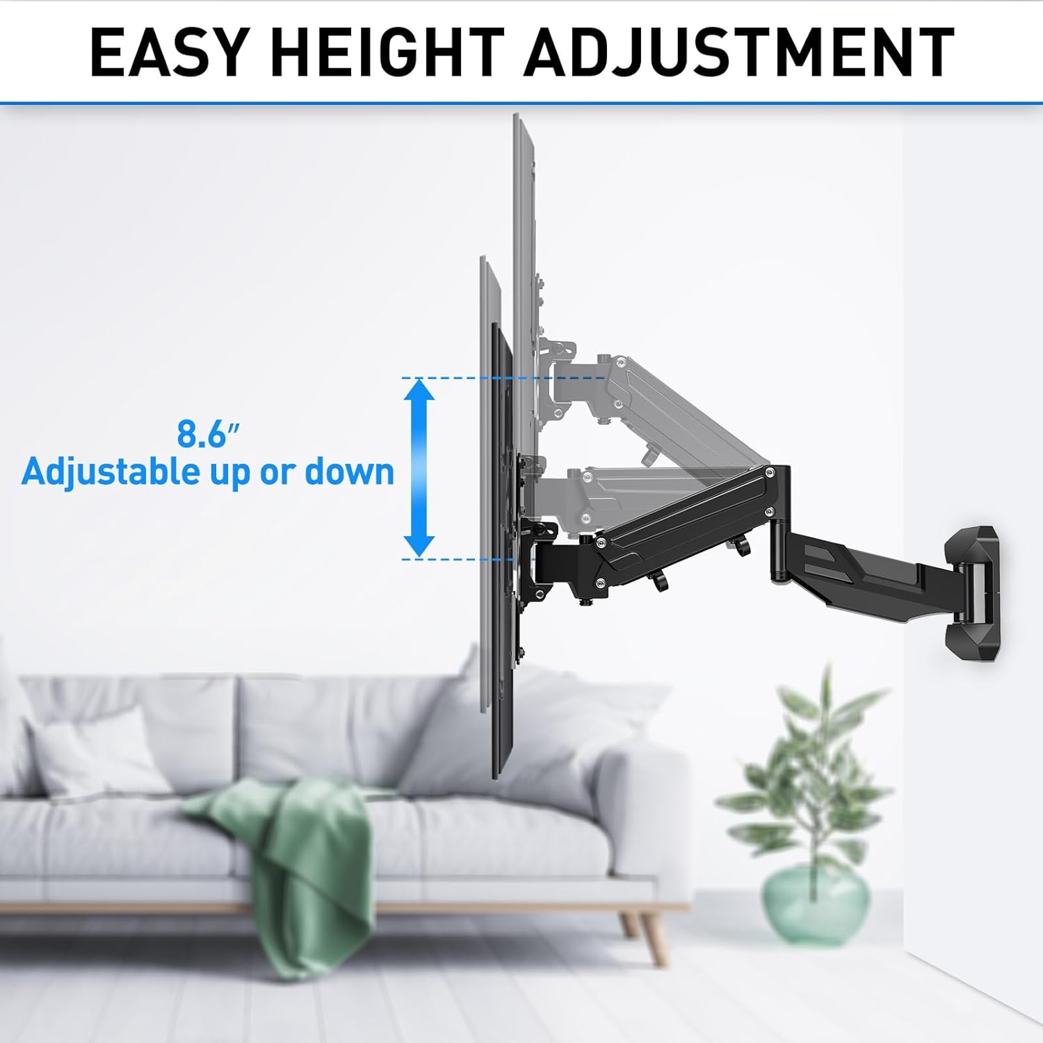 Detalle de MOUNTUP Height Adjustable TV Wall Mount for 26-55 Inch TVs (400x400 VESA) with Full Motion