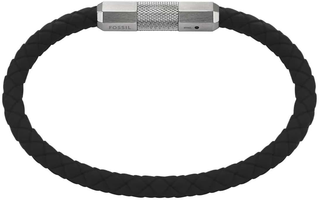 Thumbnail 4 de Fossil bracciale da uomo in pelle o acciaio inossidabile con chiusura regolabile