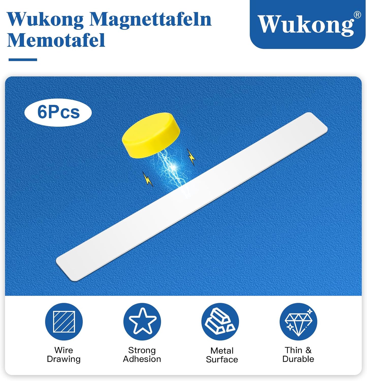 Thumbnail 1 de Wukong Magnettafel/ Memotafel Set (6 Stück) 30 x 3 cm mit 16 runden Magneten