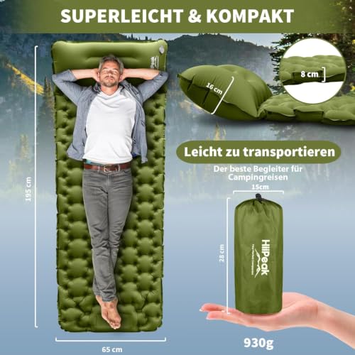 Detalle 2 de HiiPeak Isomatte mit Fußpumpe, integriertem Kissen und 195 × 65 cm