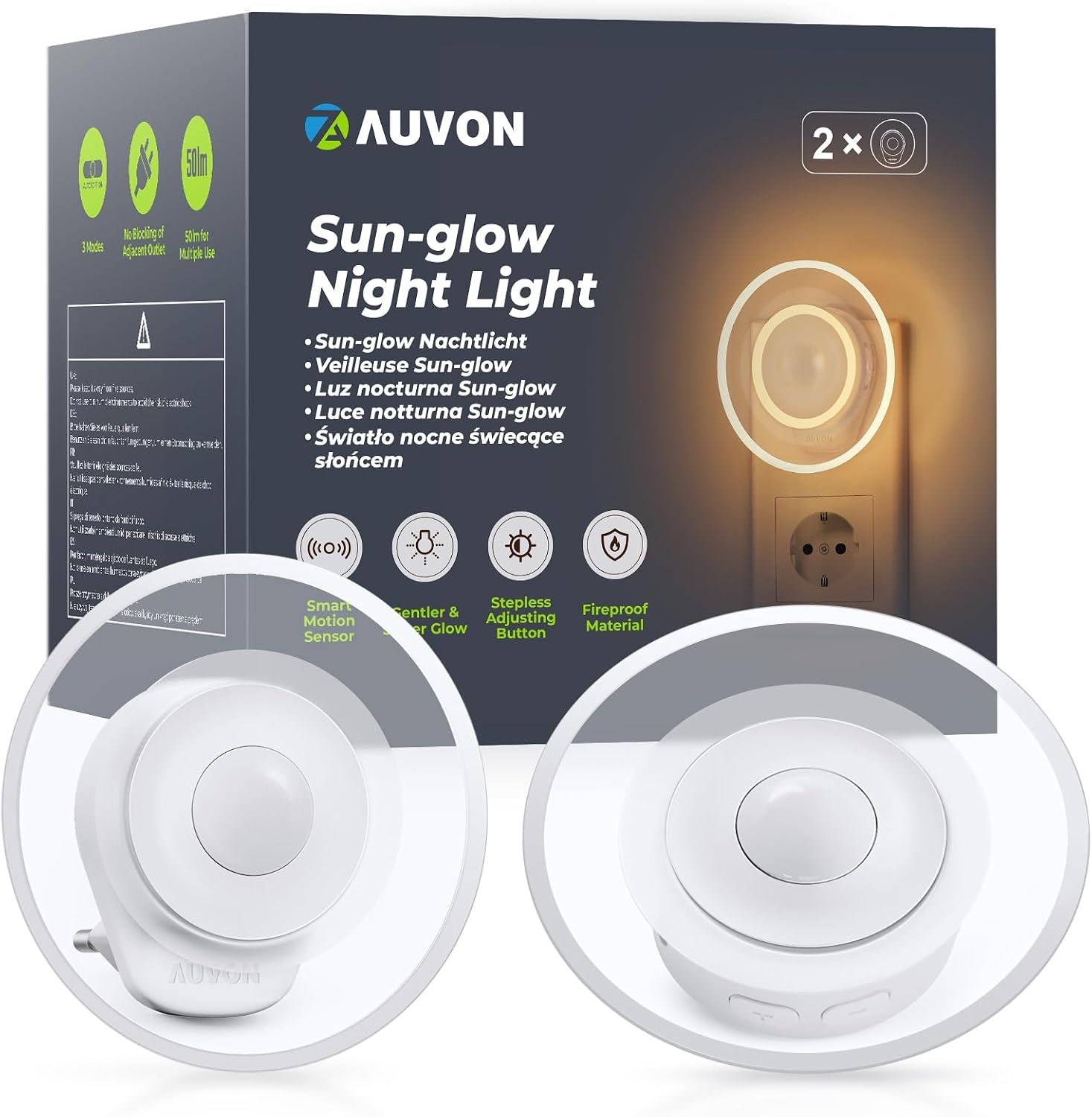 Detalle de AUVON Sun-glow Nachtlicht 2er-Set
