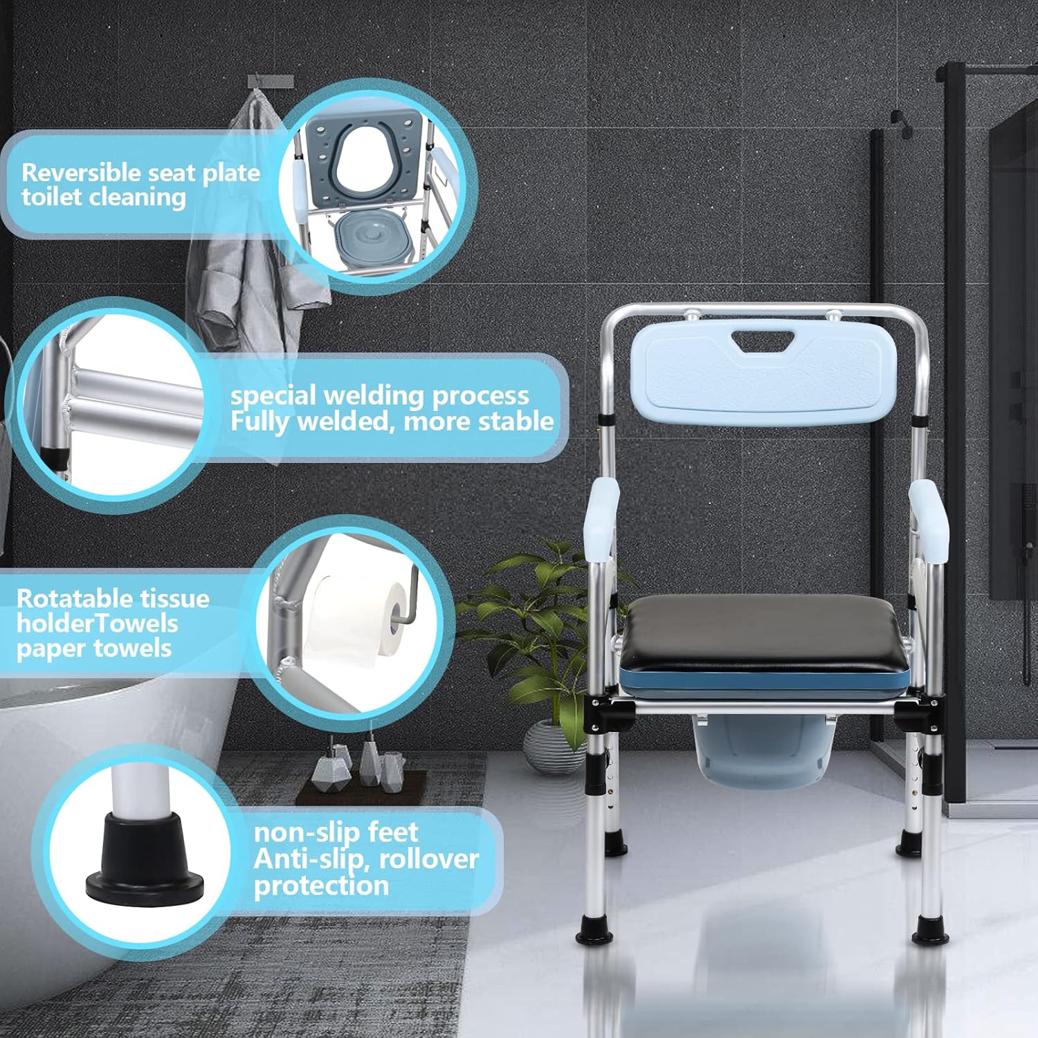 Detalle de Tubiaz M1-GGP8073c Toilettenstuhl höhenverstellbar 42–54 cm 🚽