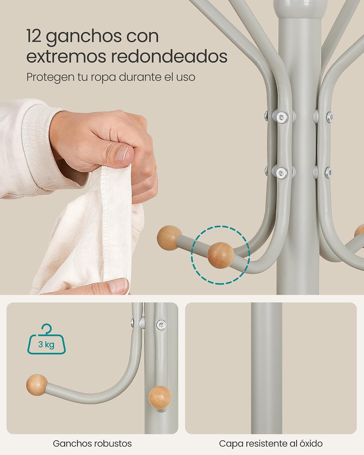 Detalle 2 de SONGMICS Perchero de Metal 178 cm