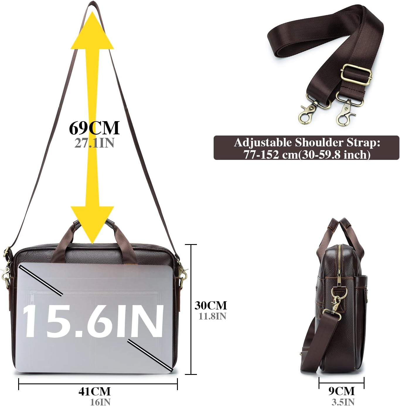 Thumbnail 3 de BAGZY Sacoche Ordinateur 15,6" cuir