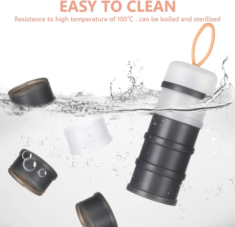 Detalle de Vicloon Milk Powder Dispenser: Portable 4-Layer 120ml Compartments in Grey