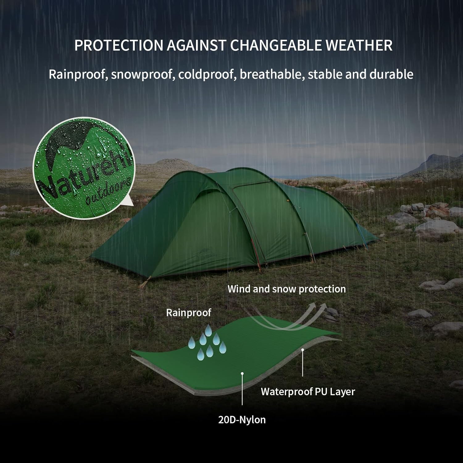 Thumbnail 4 de Naturehike Opalus: Tenda da Viaggio Spaziosa e Leggera per 2–3 Persone