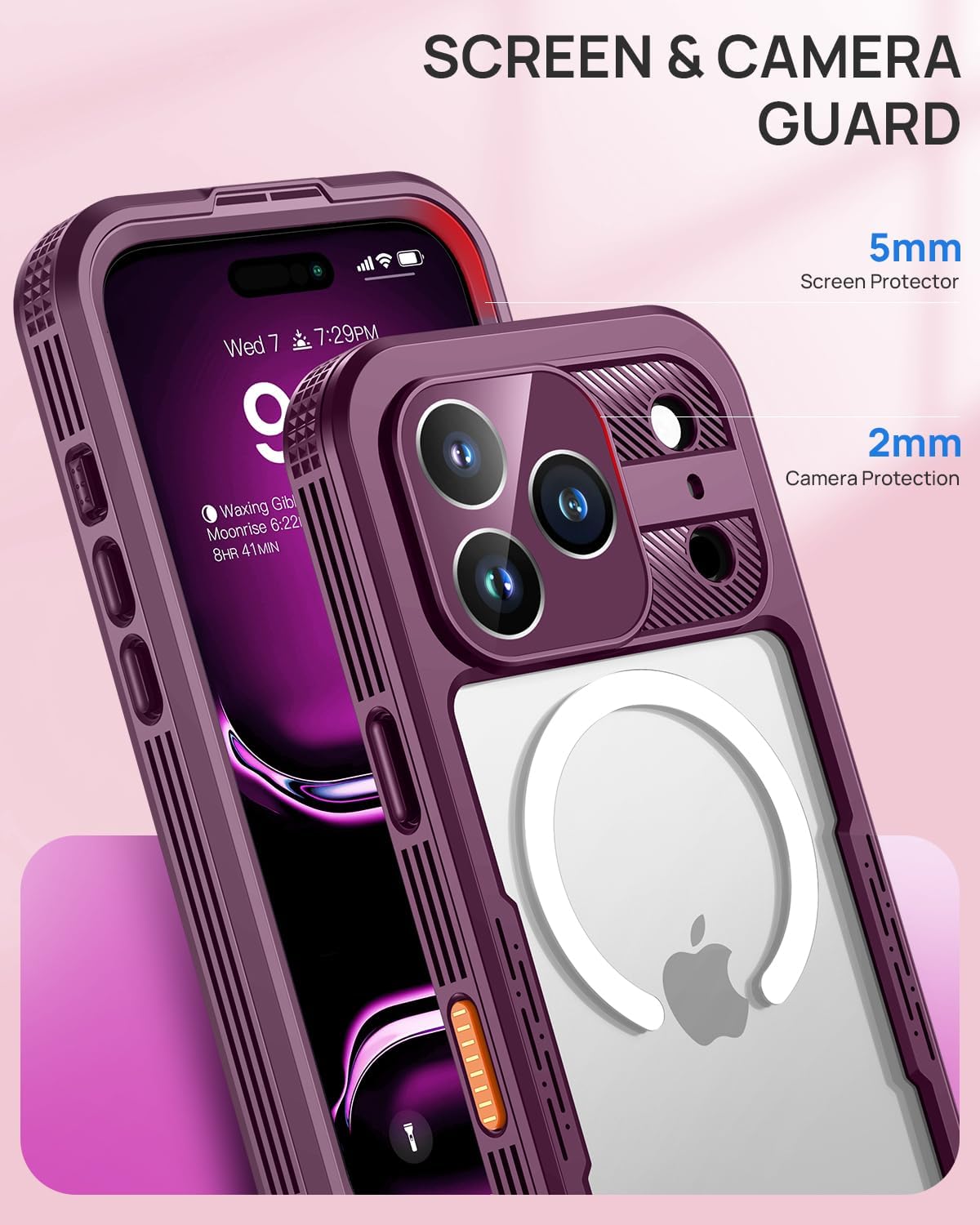 Detalle 2 de Lanhiem WP-ZS-I18PM-R Magnetic Waterproof Case for iPhone 17/18 Pro Max