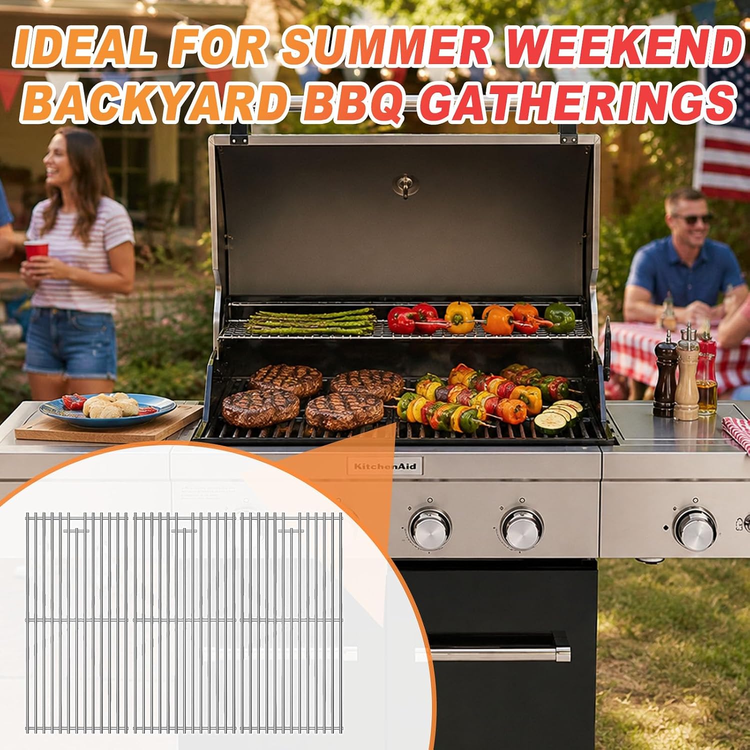 Thumbnail 6 de KitchenAid-Compatible Grill Grates, 18 13/16-inch
