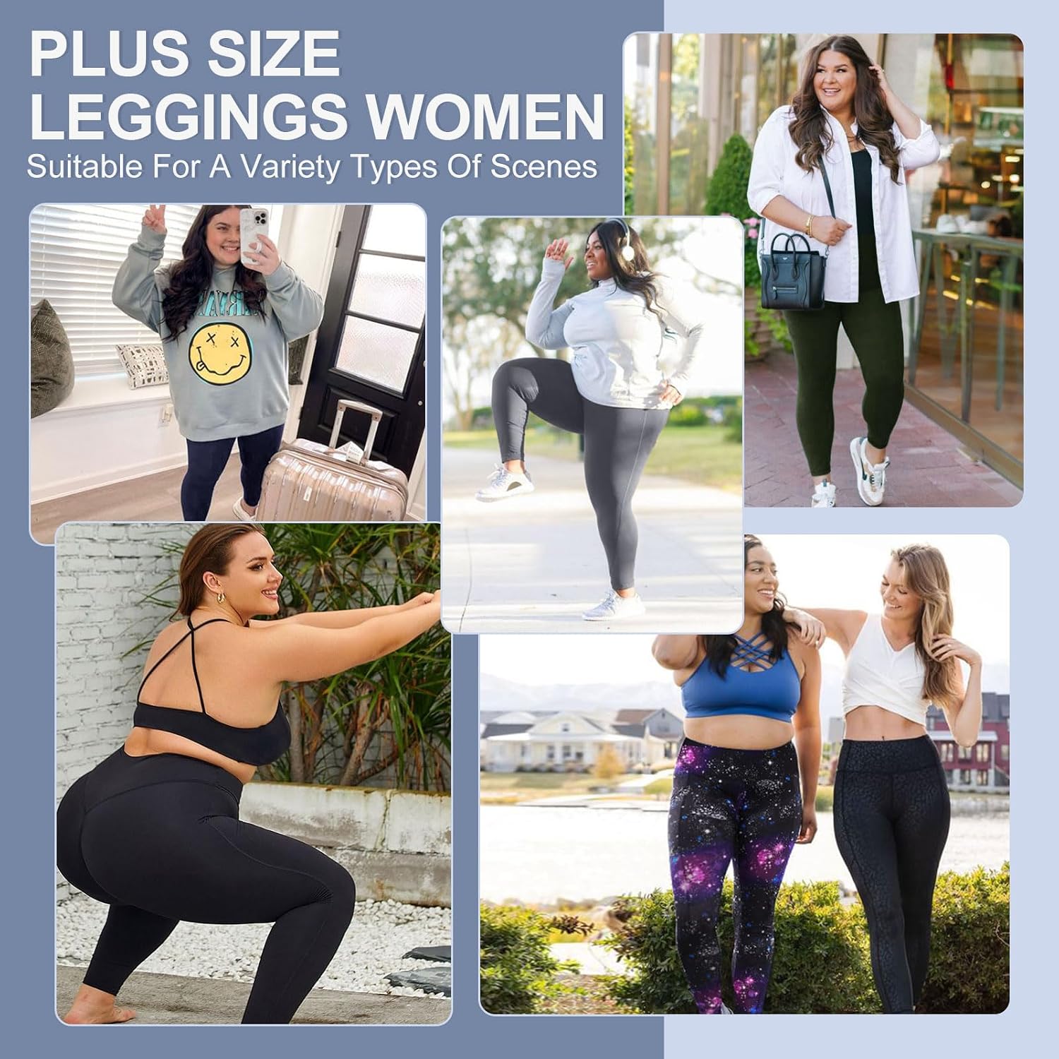 Detalle 2 de 3 Pack Plus Size Leggings with Pockets for Women