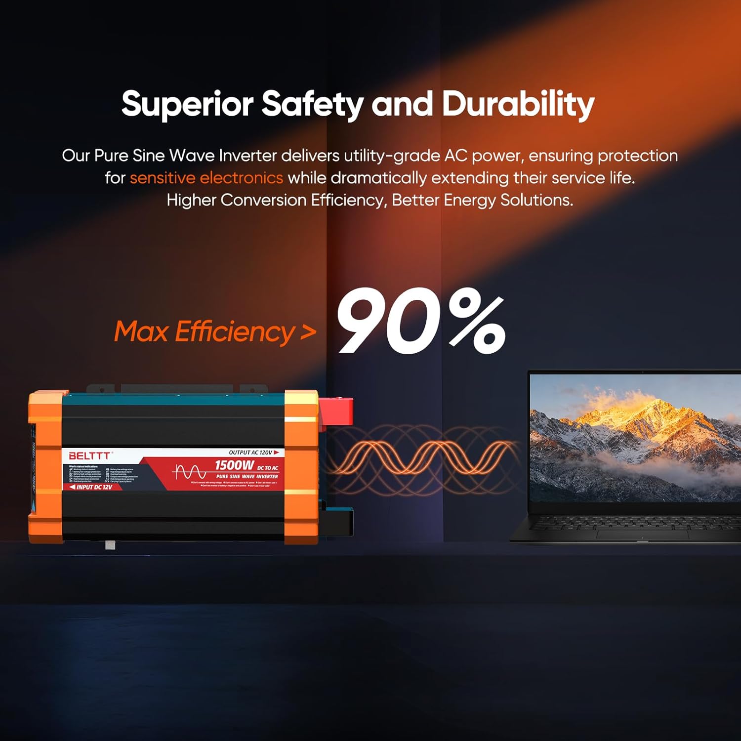 Detalle de BELTTT BAP1500A 1500W Pure Sine Wave Inverter with LCD Display