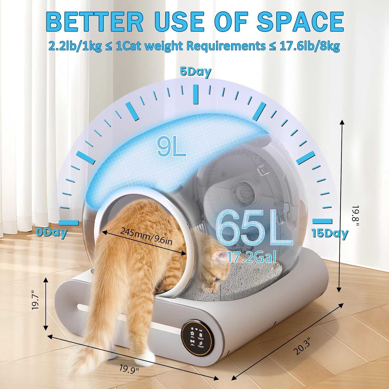 Detalle de SUANPOT Self Cleaning Cat Litter Tray: Automatic Robot Box for Multiple Cats