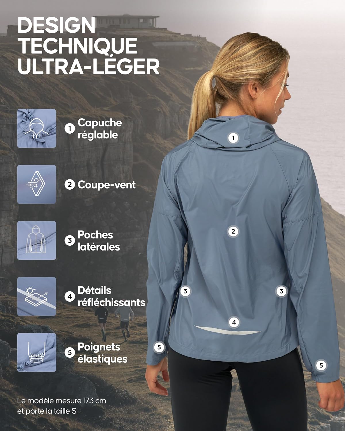 Detalle 2 de DANISH ENDURANCE winddichte damesjas, licht en ademend met verstelbare kap
