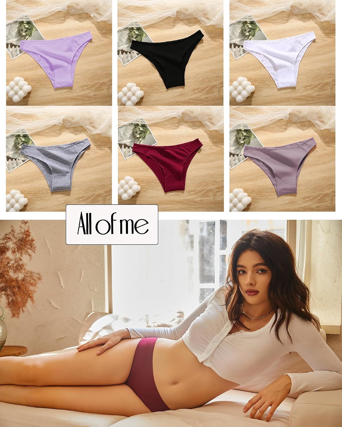 Detalle de ALL OF ME paquete de 6 bragas hipster/bikini de algodón para mujer (tallas S-XL)