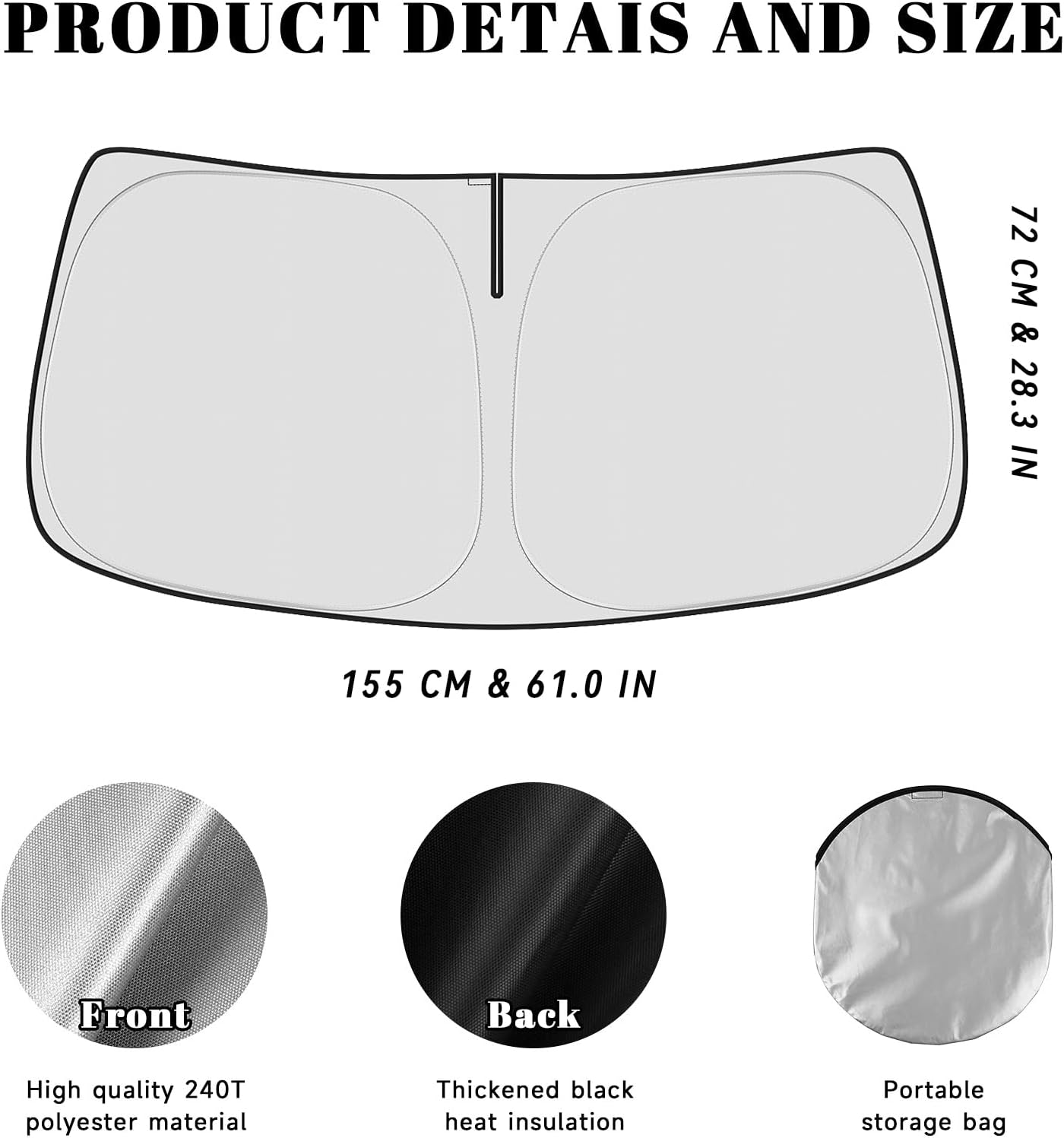 Detalle 1 de PeakPurit Windshield Sun Shade for 2014–2018 Silverado 1500 & Sierra 1500
