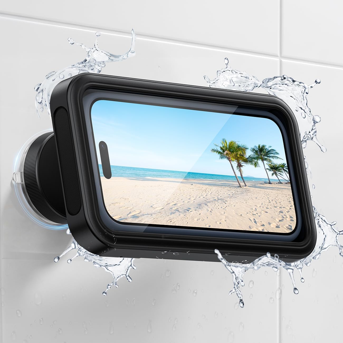 Detalle de Lamicall Vacuum Suction Shower Phone Holder, Adjustable Waterproof Wall Mount