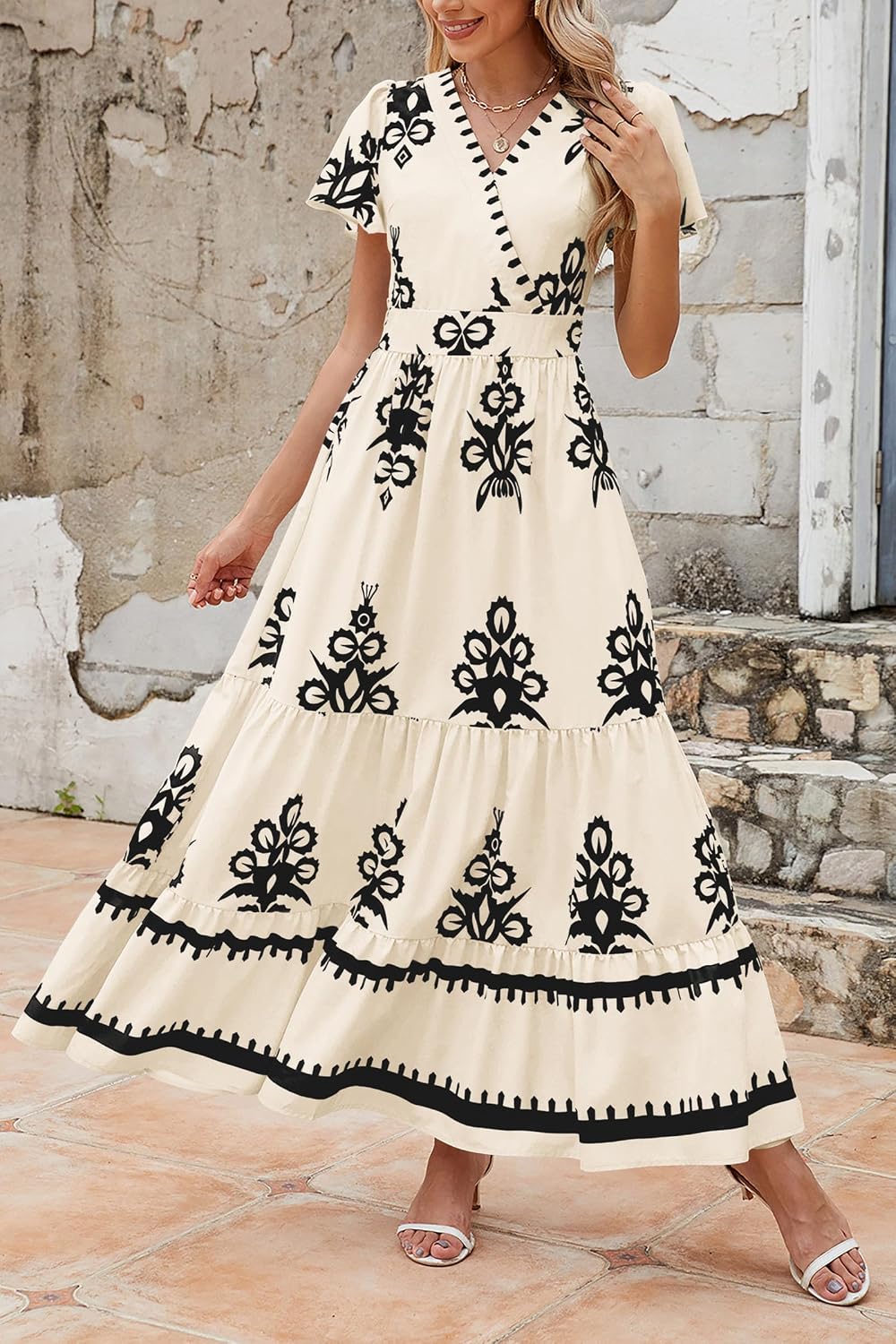 Thumbnail 6 de PRETTYGARDEN Women's 2026 Summer Casual V-Neck Boho Maxi Dress with Pockets