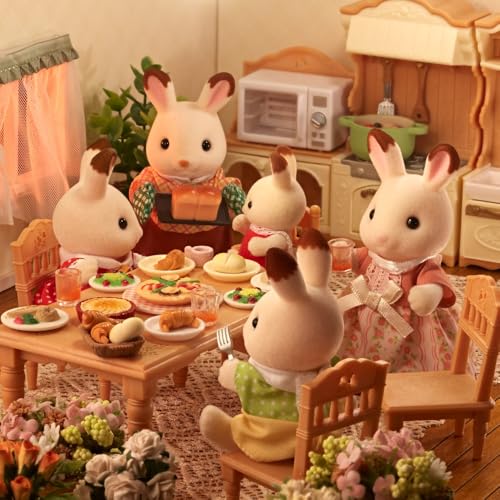 Detalle de Sylvanian Families - La famille Lapin Chocolat (Set 4 figurines) - Un classique articulé pour l’imaginaire des tout-petits