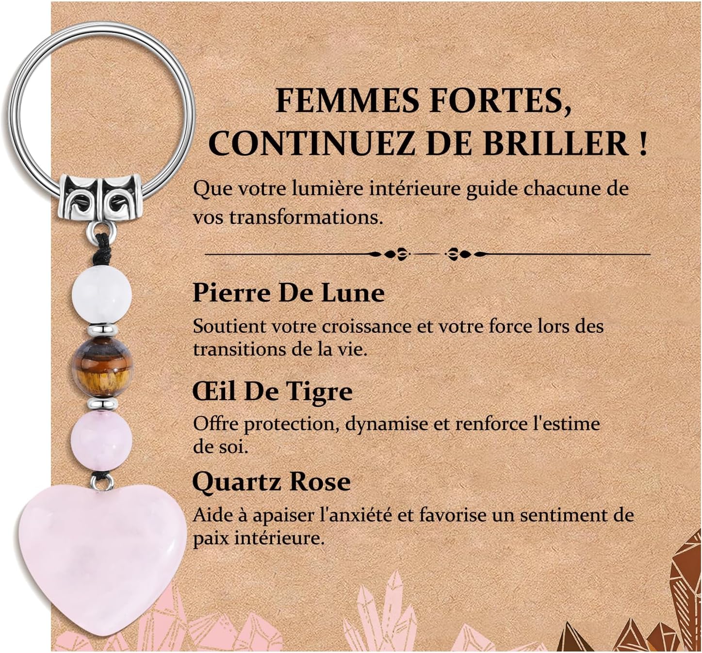 Thumbnail 6 de Seyaa Porte-clés Cœur en Pierres Naturelles – Cadeau symbolique pour femme