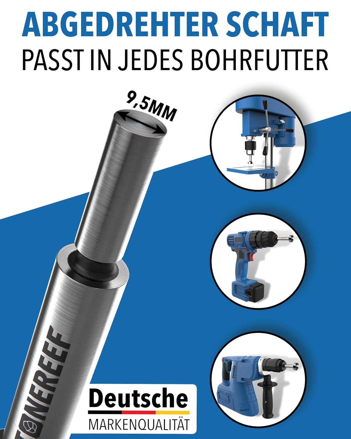 Detalle de Forstnerbohrer-Set 8-teilig 12–40 mm inkl. Aufbewahrungsbox – Präzisionsbohrer für Holz, Scharniere & Möbelbau