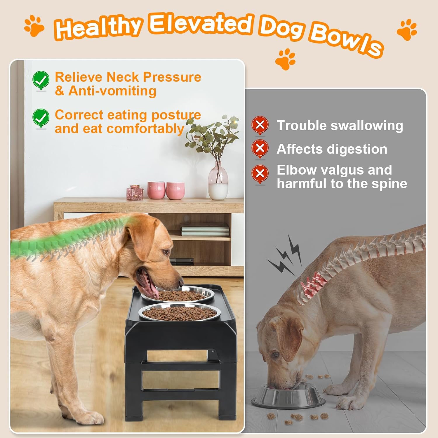 Detalle de COMESOON DB-W01 Elevated Dog Bowls 4 Heights