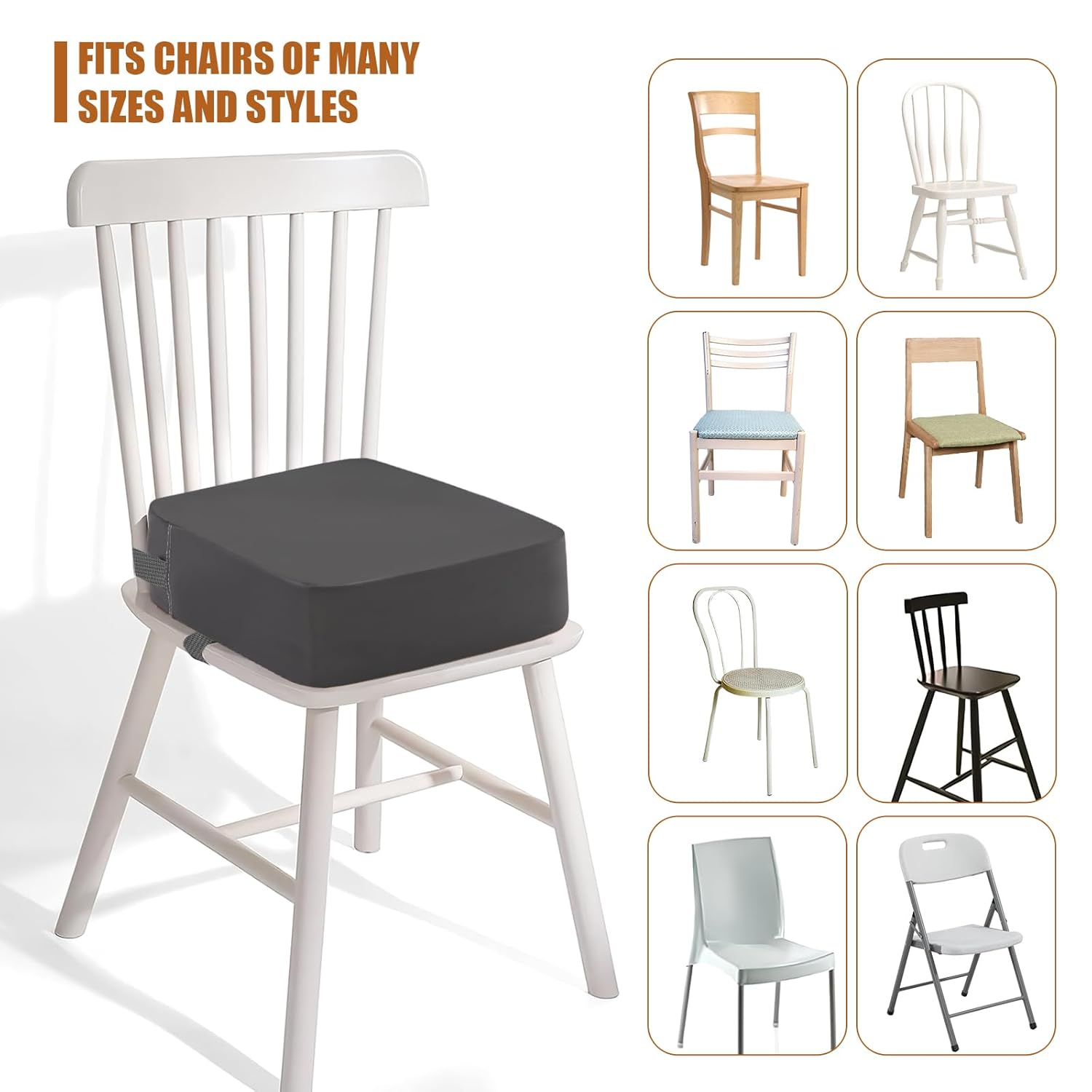 Thumbnail 4 de Sitzerhöhung Stuhl Kind (Waschbar, zerlegbar, tragbar) mit 2 Sicherheitsschnallen und Gurten – Grau