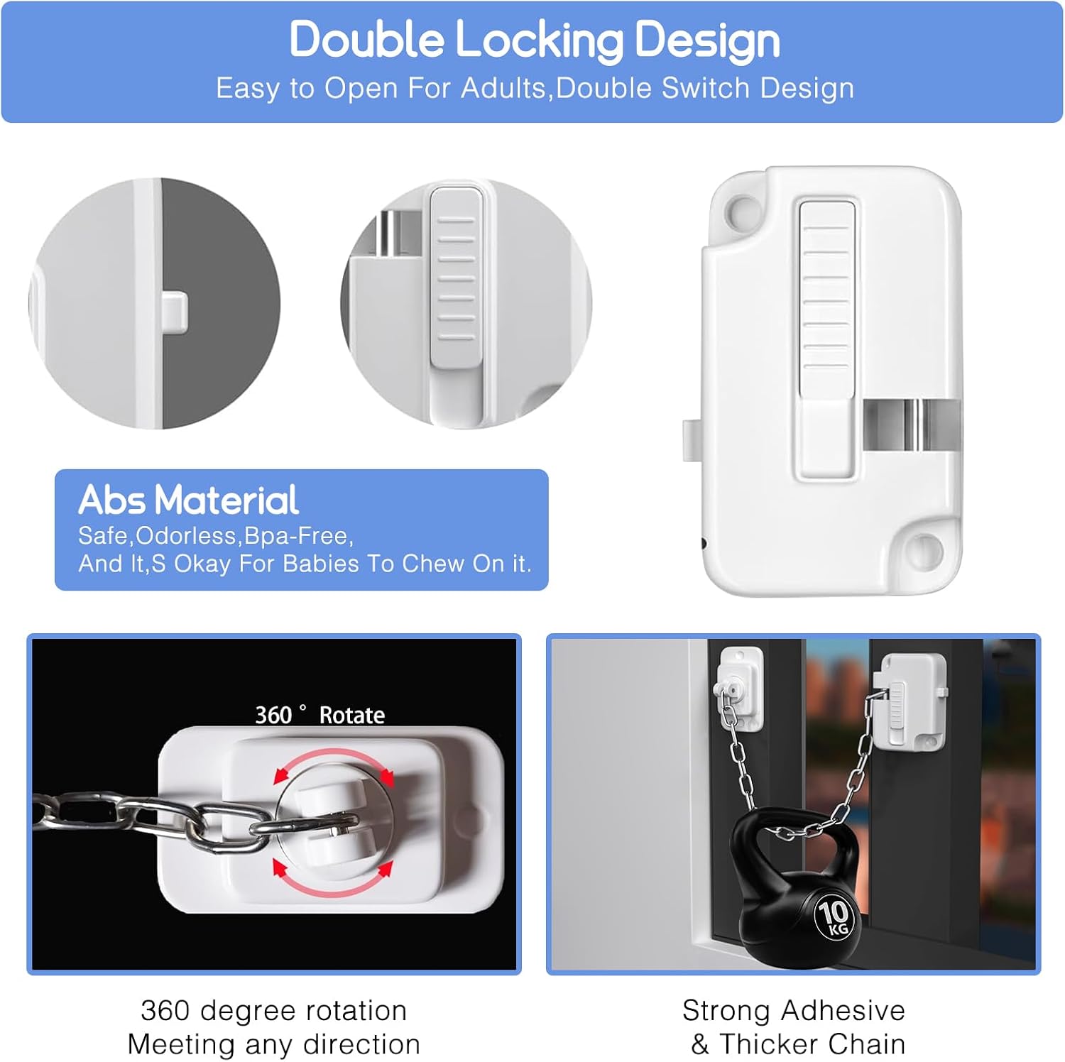 Thumbnail 6 de VidFair 2PCS Window Locks for Upvc Windows – Self-Adhesive Child Safety Window Restraints