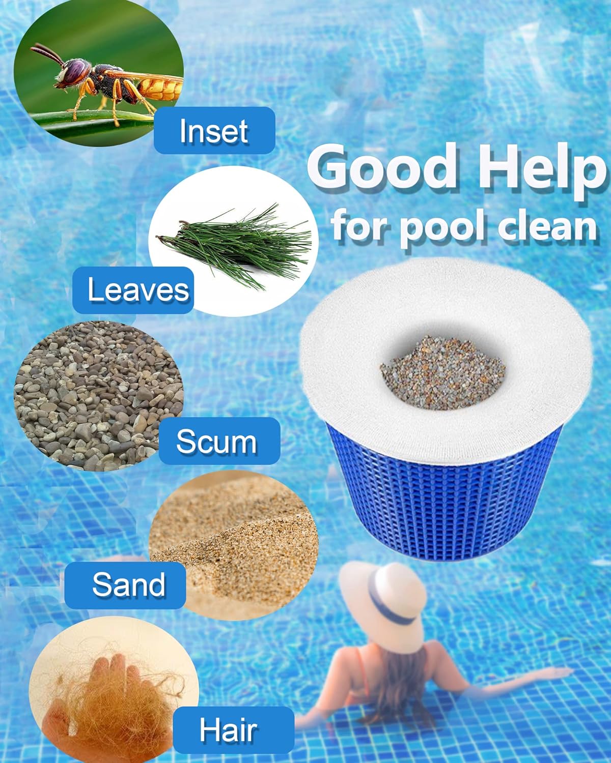 Thumbnail 6 de KGC Calza per Skimmer Piscina 50 Pezzi – Filtri da 7–19 cm, riutilizzabili e lavabili